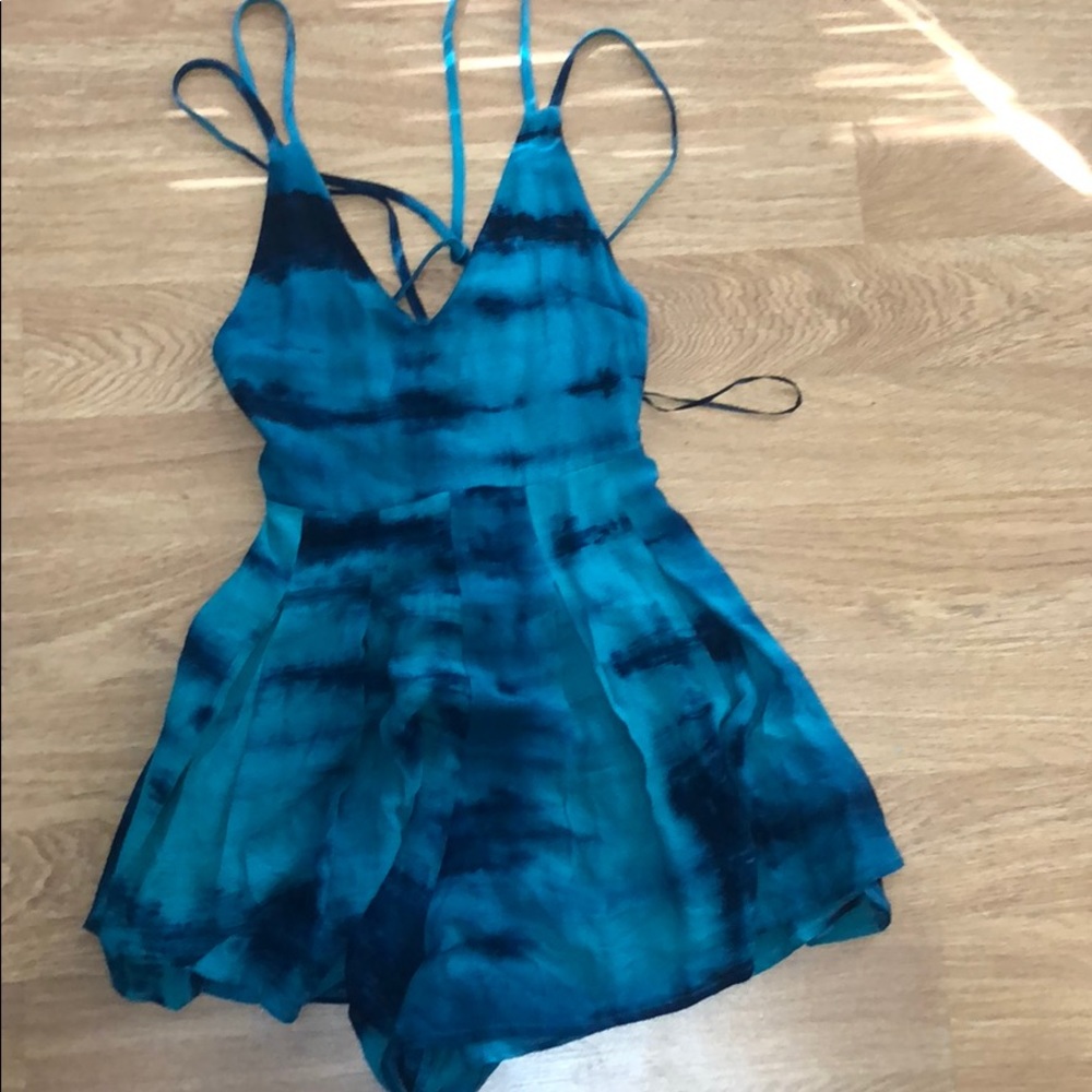 Blue/green tie dye romper